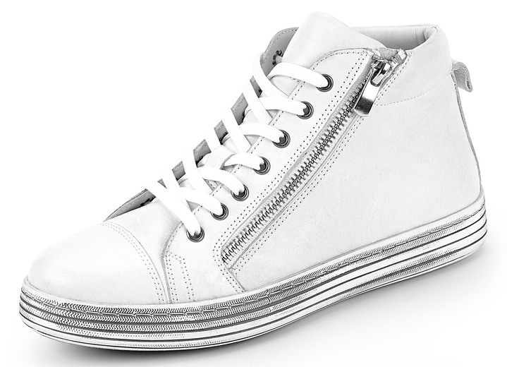 Komfortschuhe - Gemini Schnür-Stiefelette mit praktischem Seitenreißverschluss, in Größe 036 bis 042, in Farbe JEANSBLAU Ansicht 3