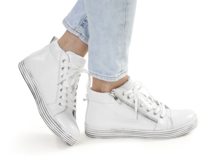 Komfortschuhe - Gemini Schnür-Stiefelette mit praktischem Seitenreißverschluss, in Größe 036 bis 042, in Farbe JEANSBLAU Ansicht 5