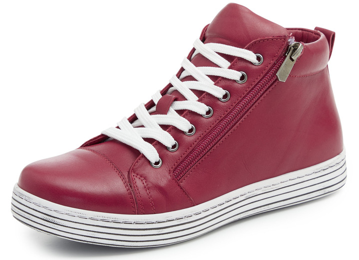 Komfortschuhe - Gemini Schnür-Stiefelette mit praktischem Seitenreißverschluss, in Größe 036 bis 042, in Farbe RUBINROT Ansicht 1