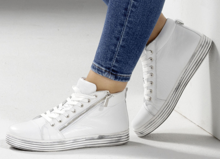 Komfortschuhe - Gemini Schnür-Stiefelette mit praktischem Seitenreißverschluss, in Größe 036 bis 042, in Farbe WEISS Ansicht 4