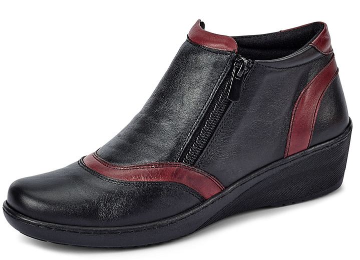 Komfortschuhe - Gemini, bequeme Damen-Boots, Weite H, mit herausnehmbarem Fußbett, in Größe 036 bis 042, in Farbe SCHWARZ-CHIANTI Ansicht 1
