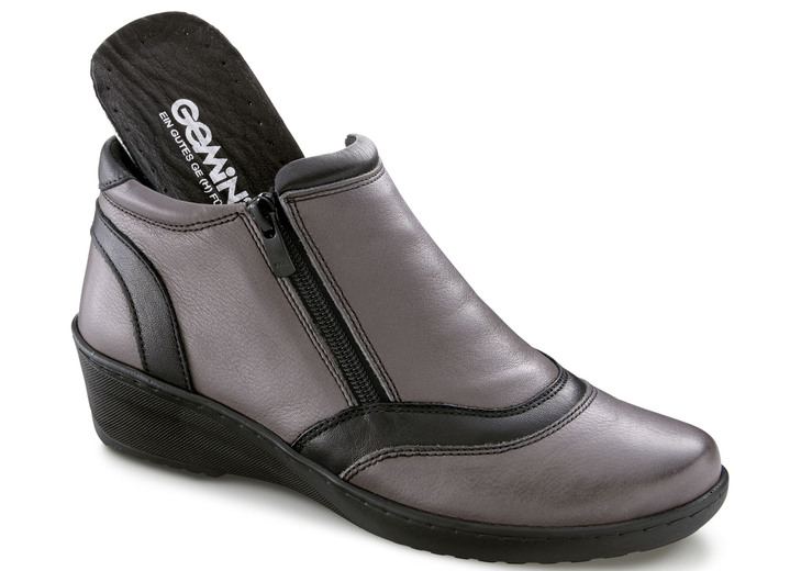 Komfortschuhe - Gemini, bequeme Damen-Boots, Weite H, mit herausnehmbarem Fußbett, in Größe 036 bis 042, in Farbe MARINE-BRAUN Ansicht 4