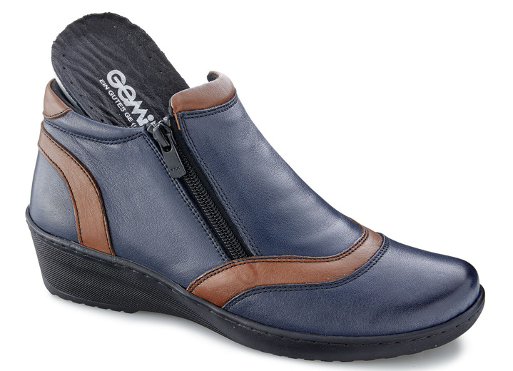 Komfortschuhe - Gemini, bequeme Damen-Boots, Weite H, mit herausnehmbarem Fußbett, in Größe 036 bis 042, in Farbe MARINE-BRAUN Ansicht 2