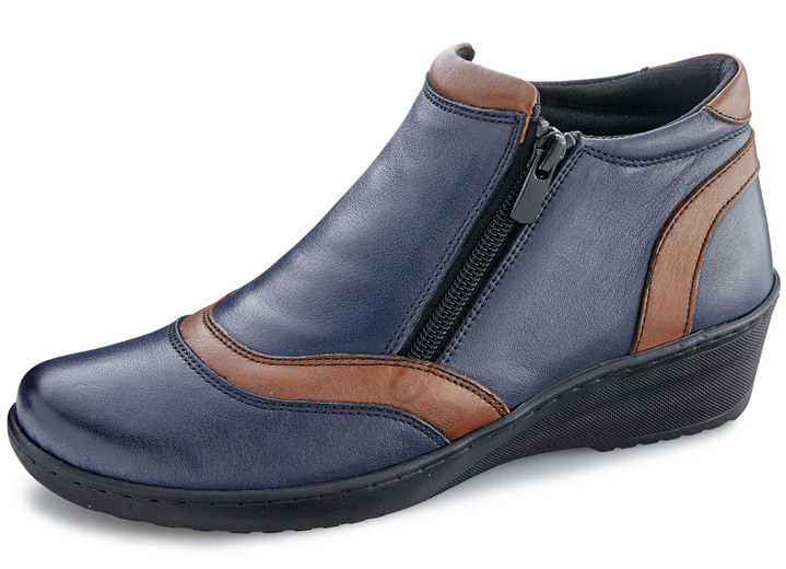 Komfortschuhe - Gemini Stiefelette mit Seitenreißverschlüssen, in Größe 036 bis 042, in Farbe MARINE-BRAUN Ansicht 1