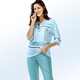Schlafanzüge & Shortys - Schlafanzug mit 3/4-langen Ärmeln und wadenlanger Hose – Farbe AQUA-BUNT – Ansicht 2 Schlafanzüge & Shortys - Schlafanzug mit 3/4-langen Ärmeln und wadenlanger Hose, in Größe 036 bis 054, in Farbe AQUA-BUNT – Farbe AQUA-BUNT – Ansicht 2