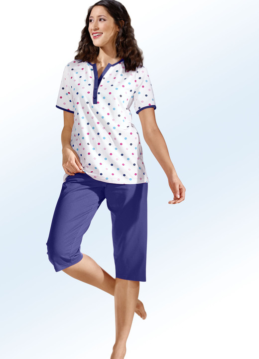 Schlafanzüge & Shortys - Zweierpack Schlafanzüge mit Pünktchen, lang- und kurzarm, in Größe 036 bis 058, in Farbe ECRU-PINK Ansicht 4