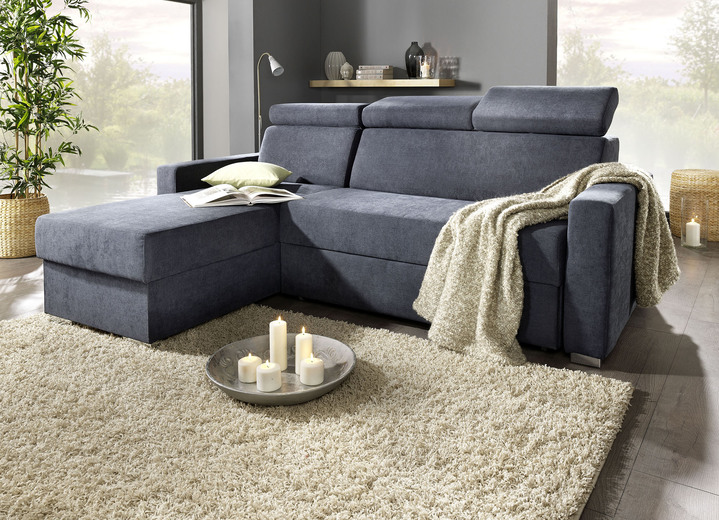 Funktions-Polstermöbel - Polstermöbel mit Bettfunktion und verstellbaren Kopfstützen Ansicht 2 Funktions-Polstermöbel - Polstermöbel mit Bettfunktion und verstellbaren Kopfstützen, in Farbe BEIGE, in Ausführung Schlafsofa mit Hocker Ansicht 2