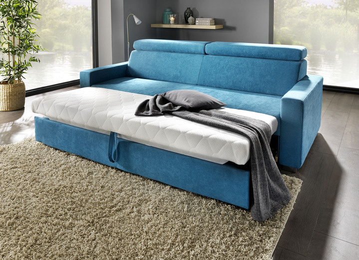 Funktions-Polstermöbel - Polstermöbel mit Bettfunktion und verstellbaren Kopfstützen Ansicht 6 Funktions-Polstermöbel - Polstermöbel mit Bettfunktion und verstellbaren Kopfstützen, in Farbe BEIGE, in Ausführung Schlafsofa mit Hocker Ansicht 6