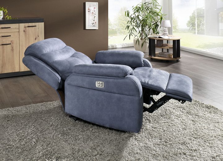 TV- & Relaxsessel - Elektrisch verstellbarer TV-Sessel mit Motor und Aufstehhilfe, in Farbe BLAU-GRAU Ansicht 2