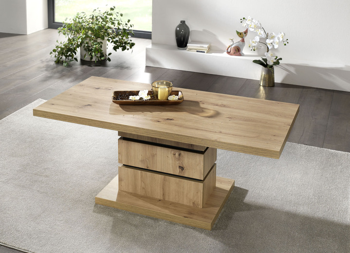 Couchtische - Eleganter Couchtisch mit Marmor-Optik, in Farbe EICHE-ARTISAN-ANTHRAZIT