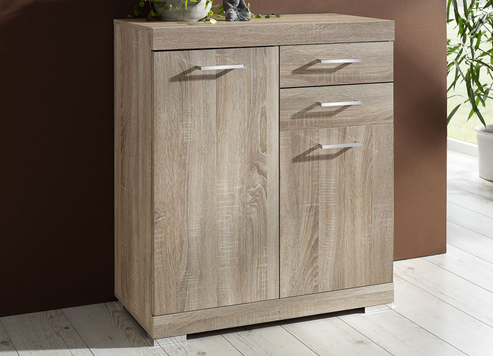 Sideboards & Kommoden - Moderne Kommodenserie mit pflegeleichter Melaminbeschichtung, in Farbe EICHE-SONOMA, in Ausführung Mit 2 Türen Ansicht 1