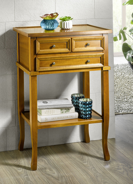 Kleinmöbel - Beistelltisch mit Schubladen und Metallgriffen, in Farbe NUSSBAUM Ansicht 2