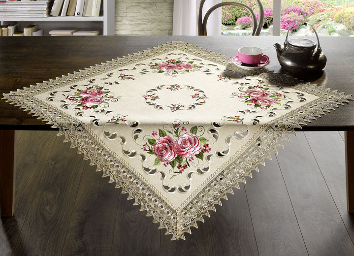 Heimtextilien - Raumdekoration mit entzückendem floralem Motiv, in Größe 101 (Läufer, 30/ 75 cm) bis 404 (Kissenbezug 40x 40 cm), in Farbe ECRU Ansicht 2