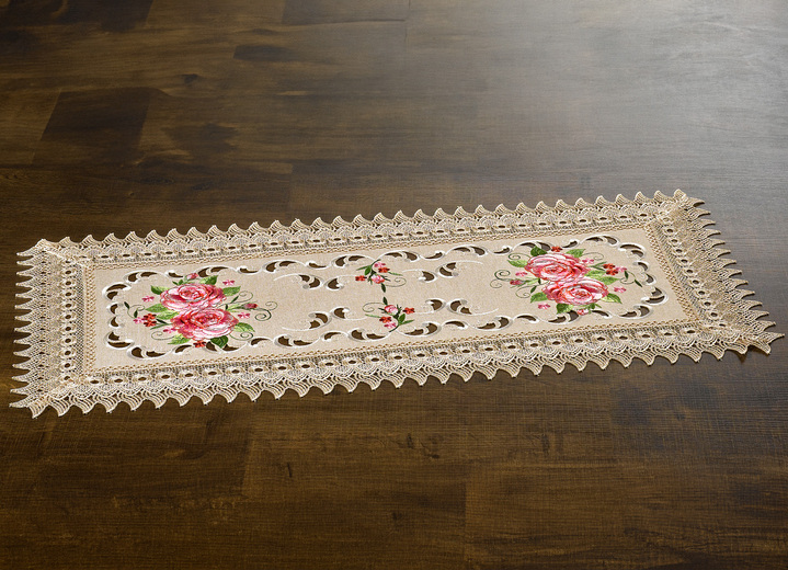 Heimtextilien - Raumdekoration mit entzückendem floralem Motiv, in Größe 101 (Läufer, 30/ 75 cm) bis 404 (Kissenbezug 40x 40 cm), in Farbe ECRU Ansicht 1