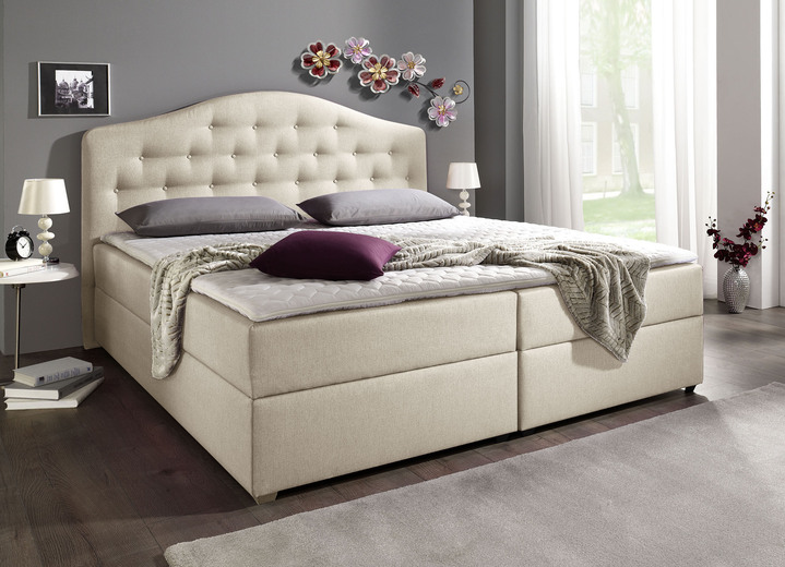 Betten - Boxspringbett mit Bettkasten und Topper Ansicht 10 Betten - Boxspringbett mit Bettkasten und Topper, in Farbe BEIGE, in Ausführung Mit Bonnell-Federkern-Matratze Ansicht 10