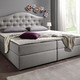 Betten - Boxspringbett mit Bettkasten und Topper – Farbe HELLGRAU – Ansicht 5 Betten - Boxspringbett mit Bettkasten und Topper, in Farbe BEIGE, in Ausführung Mit Bonnell-Federkern-Matratze – Farbe HELLGRAU – Ansicht 5