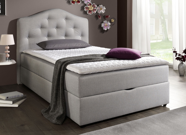 Betten - Boxspringbett mit Bettkasten und Topper Ansicht 3 Betten - Boxspringbett mit Bettkasten und Topper, in Farbe BEIGE, in Ausführung Mit Bonnell-Federkern-Matratze Ansicht 3