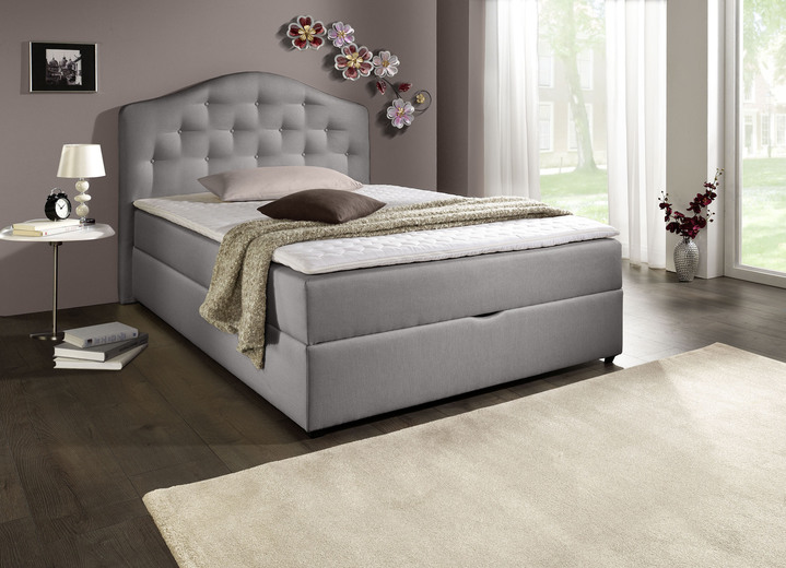 Betten - Boxspringbett mit Bettkasten und Topper Ansicht 4 Betten - Boxspringbett mit Bettkasten und Topper, in Farbe BEIGE, in Ausführung Mit Bonnell-Federkern-Matratze Ansicht 4