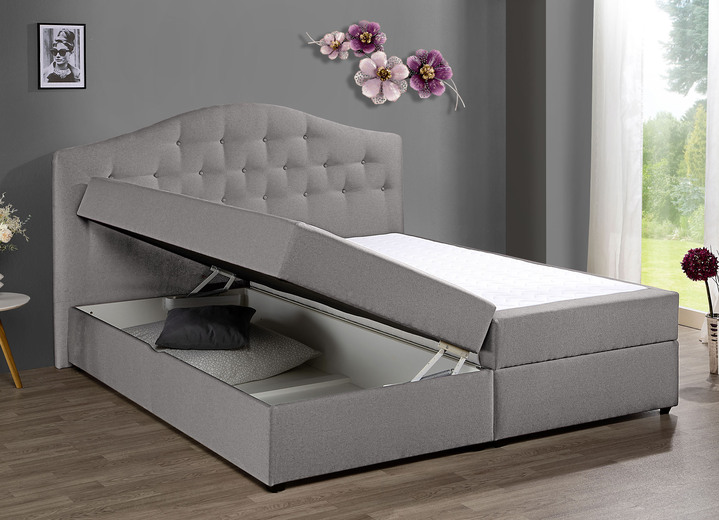 Betten - Boxspringbett mit Bettkasten und Topper Ansicht 8 Betten - Boxspringbett mit Bettkasten und Topper, in Farbe BEIGE, in Ausführung Mit Bonnell-Federkern-Matratze Ansicht 8
