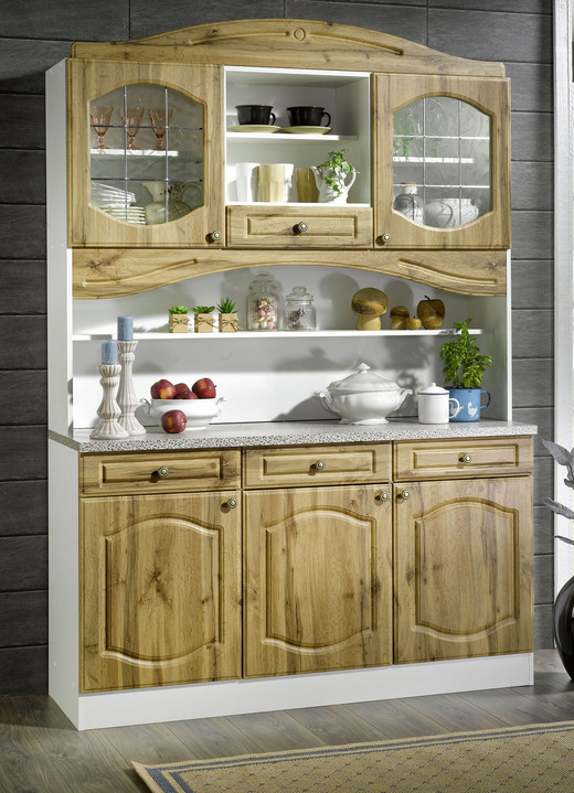Küchenmöbel - Buffetschrank mit profilierter Front, in Farbe WEISS-EICHE Ansicht 1