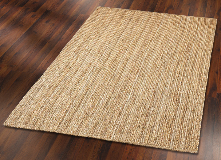 Modern - Brücken und Teppiche aus handgeflochtener Jute, in Größe 110 (Brücke, 60x100 cm) bis 314 (Brücke, oval, 120x180 cm), in Farbe BEIGE Ansicht 1