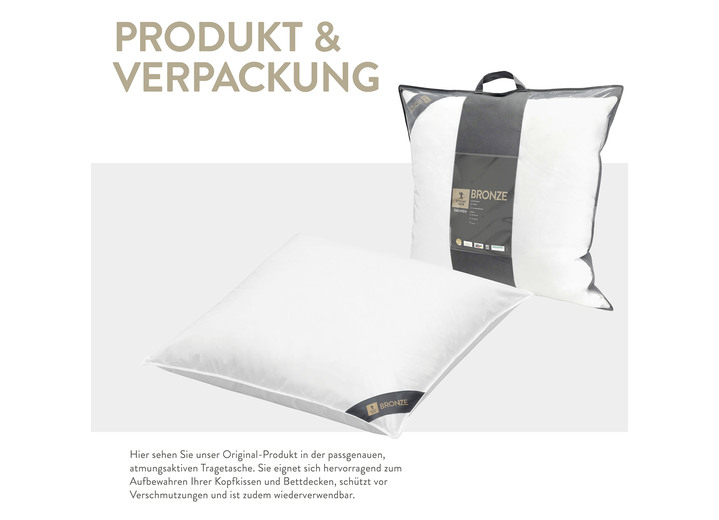 Bettwaren - In Deutschland hergestelltes Daunenprogramm aus dem Hause Spessarttraum, in Größe 103 (135/200 cm) bis 121 (40/ 80 cm), in Farbe , in Ausführung Bronze Kissen Ansicht 2