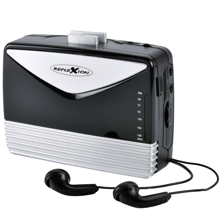 Modern - Tragbarer Kassetten-Spieler mit FM-Radio, in Farbe SCHWARZ-SILBER