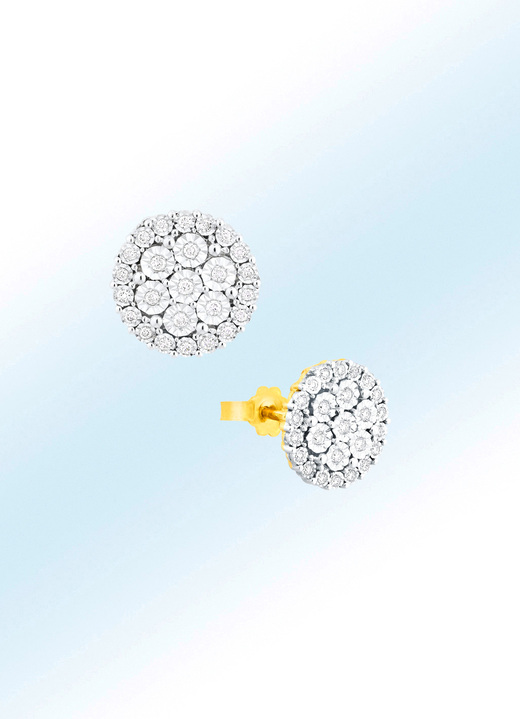 - Edle Ohrstecker in Bicolor mit 50 Brillanten, in Farbe