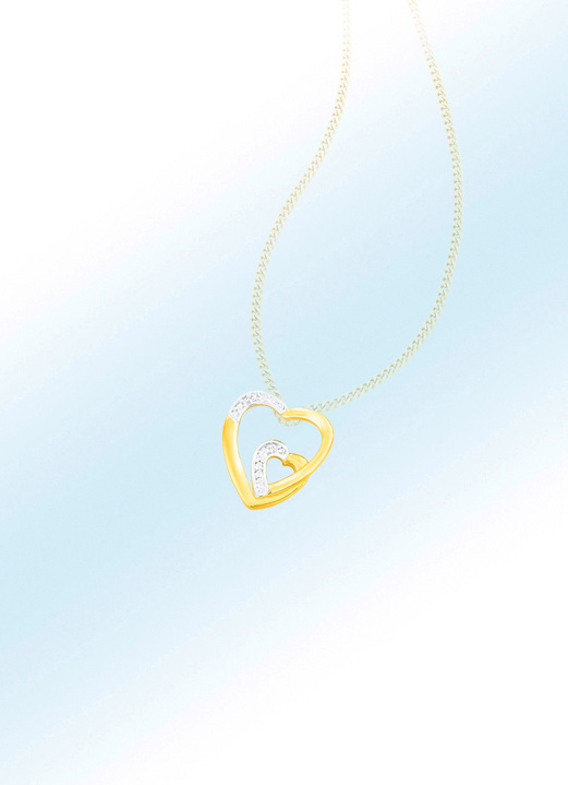 mit Diamanten - Zeitloser Herz-Anhänger in Bicolor, in Farbe