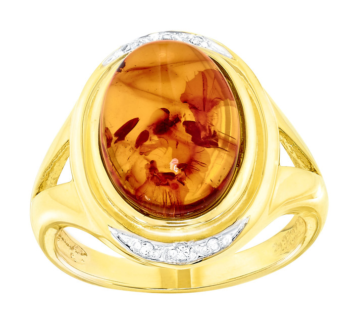 Ringe - Edler Damenring mit echt Bernstein, in Größe 160 bis 220, in Farbe  Ansicht 2