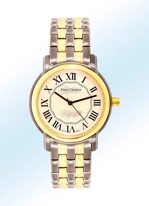 Funkuhren - Pierre Chaubert Funk-Herrenuhr mit Edelstahlgehäuse und Edelstahlband, in Farbe