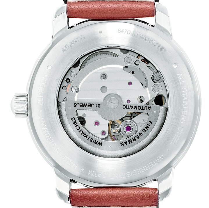 Automatikuhren - Zeppelin-Automatik-Herrenuhr mit Edelstahlgehäuse und Lederband, in Farbe  Ansicht 3