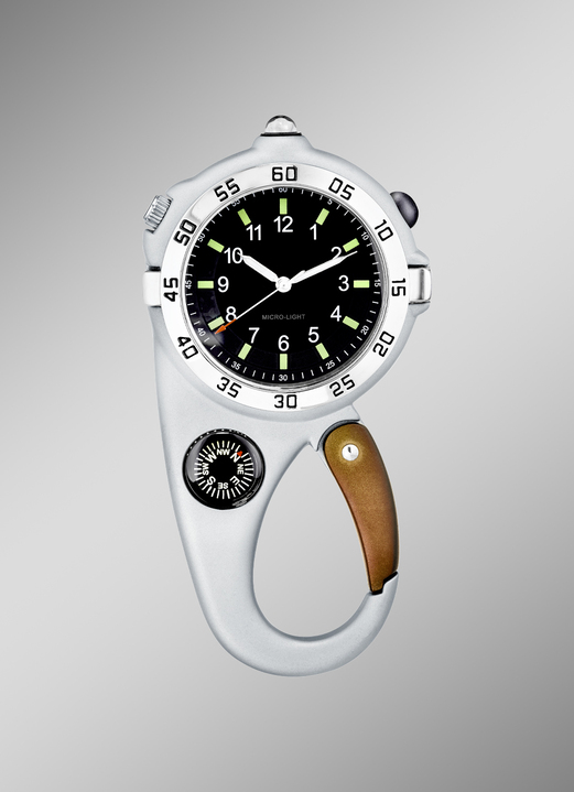 Quartzuhren - Karabiner-Uhr mit Taschenlampenfunktion, in Farbe  Ansicht 1