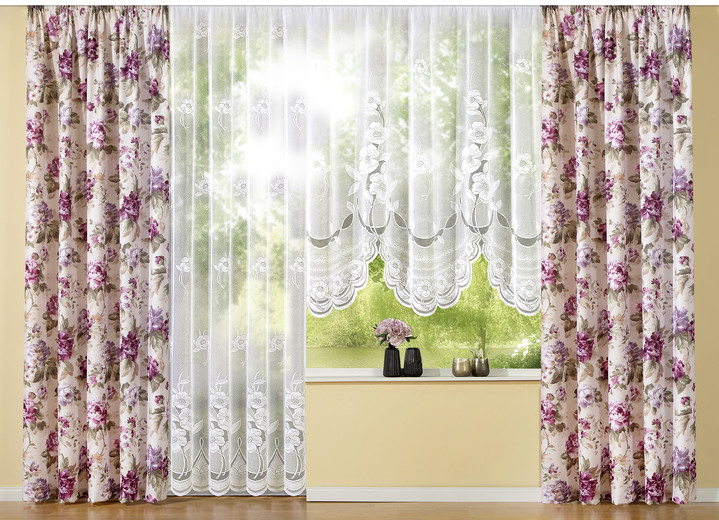 - Langstore mit Blumengirlanden, in Größe 236 (225x300 cm) bis 298 (245x600 cm), in Farbe WEISS Ansicht 3