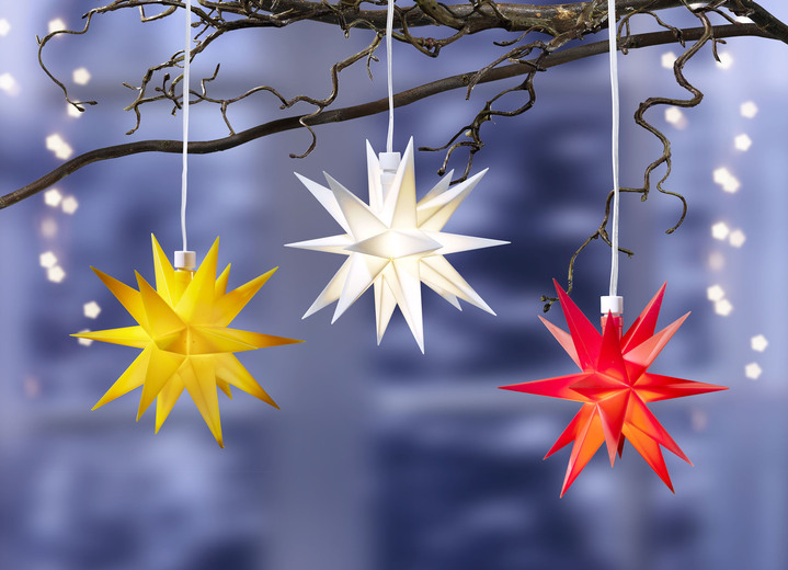 Weihnachtliche Dekorationen - Beleuchteter Stern, batteriebetrieben, mit Timerfunktion, in Farbe WEIß