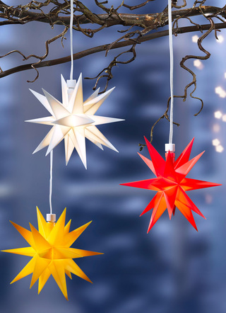 Weihnachtliche Dekorationen - Beleuchteter Stern, batteriebetrieben, mit Timerfunktion, in Farbe WEISS