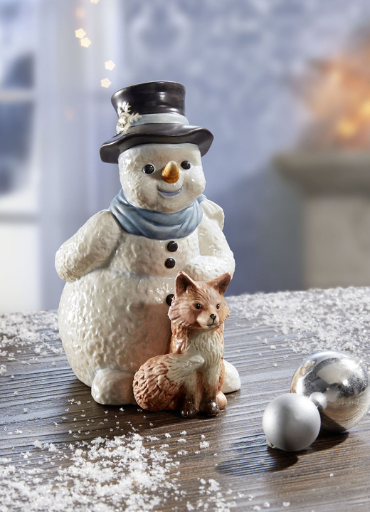Goebel-Figuren - Schneemann aus dem Hause „Goebel“ , in Farbe WEISS-BRAUN