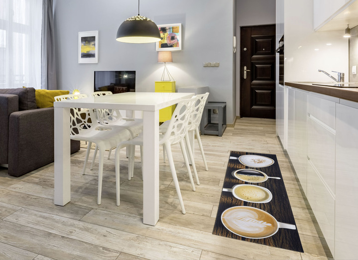 Läufer & Stufenmatten - Küchenläufer Kaffeetassen, mit rutschhemmender Rückseite, in Farbe BRAUN Ansicht 2