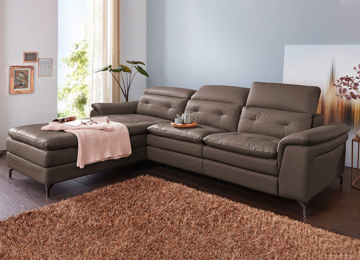 Funktions-Polstermöbel - Leder-Polsterecke mit Relax-Funktion, in Farbe BRAUN Ansicht 7