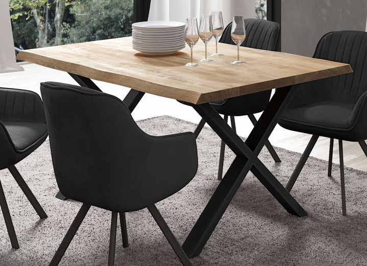 Tische - Esstisch mit Tischplatte aus geöltem, massivem Eichenholz, in Farbe EICHE HELL Ansicht 1