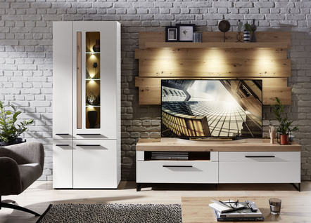 Wohnzimmermöbel mit Softclose und LED-Beleuchtung