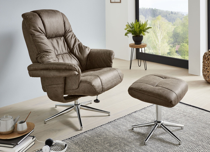 TV- & Relaxsessel - Verstellbarer Relax-Sessel mit Hocker , in Farbe BRAUN Ansicht 1