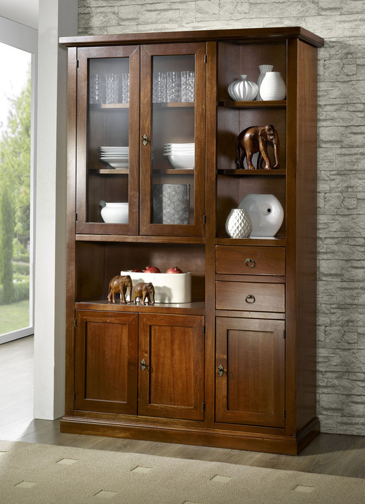 Vitrinen & Highboards - Möbelserie aus teilmassivem Holz, in Farbe ANTIKWEISS, in Ausführung Vitrine, klein Ansicht 5