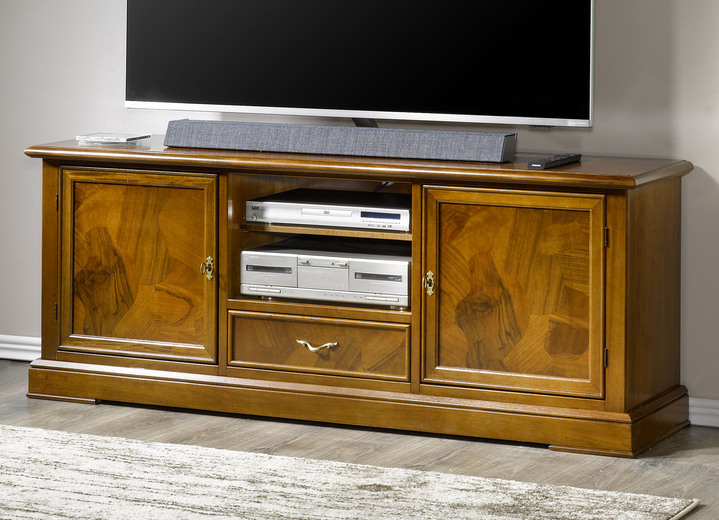 Hifi- &  TV-Möbel - TV-Longboard mit Wurzelholzfurnier, in Farbe NUSSBAUM