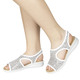 Sandaletten & Pantoletten - Stretch Sommerschuhe wahlweise als Pantolette oder Sandalette, in Größe 036 bis 042, in Farbe WEISS-LEO, in Ausführung Pantolette