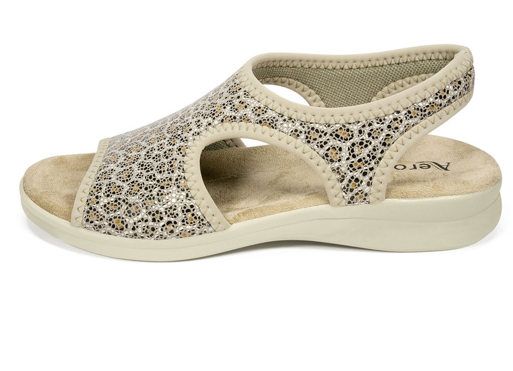 Sandaletten & Pantoletten - Stretch Sommerschuhe wahlweise als Pantolette oder Sandalette, in Größe 036 bis 042, in Farbe WEISS-LEO, in Ausführung Pantolette Ansicht 2