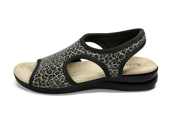 Sandaletten & Pantoletten - Stretch Sommerschuhe wahlweise als Pantolette oder Sandalette, in Größe 036 bis 042, in Farbe WEISS-LEO, in Ausführung Pantolette Ansicht 6