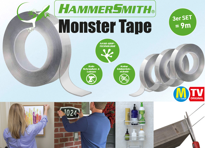 Haushaltshelfer - Monster Tape von Hammersmith im 3er-Set , in Farbe TRANSPARENT Ansicht 1