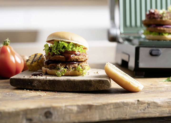 - Kontaktgrill mit innovativer, pflanzenbasierter Ceravegan-Keramik-Antihaftbeschichtung, in Farbe GRÜN Ansicht 3