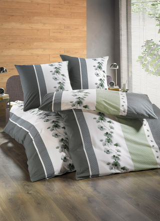 Bettwäschegarnituren - Bettwäsche-Garnitur mit Reißverschluss, in Größe 112 (80/80 cm + 135/200 cm) bis 115 (80/80 cm + 155/220 cm), in Farbe GRÜN